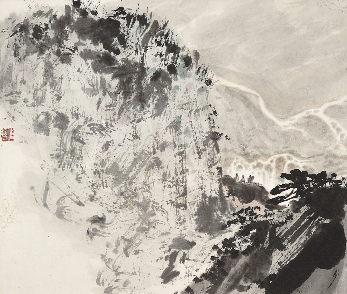 Scholar Viewing Waterfall by Fu Baoshi