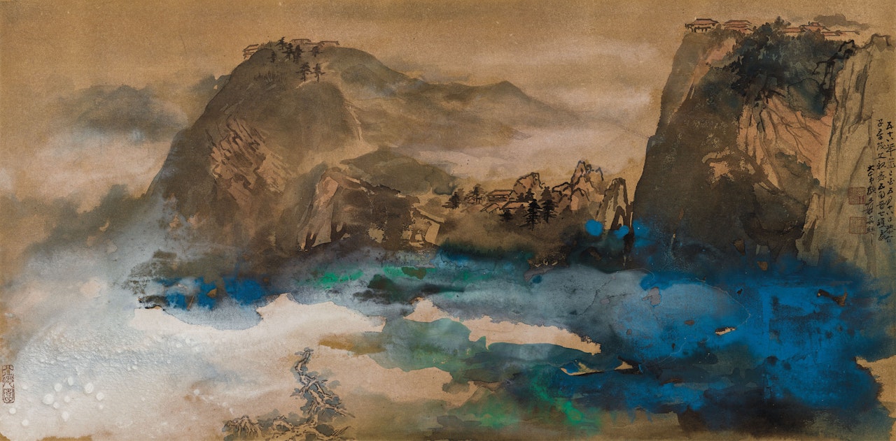 Landscape at Sunset by Zhang Daqian