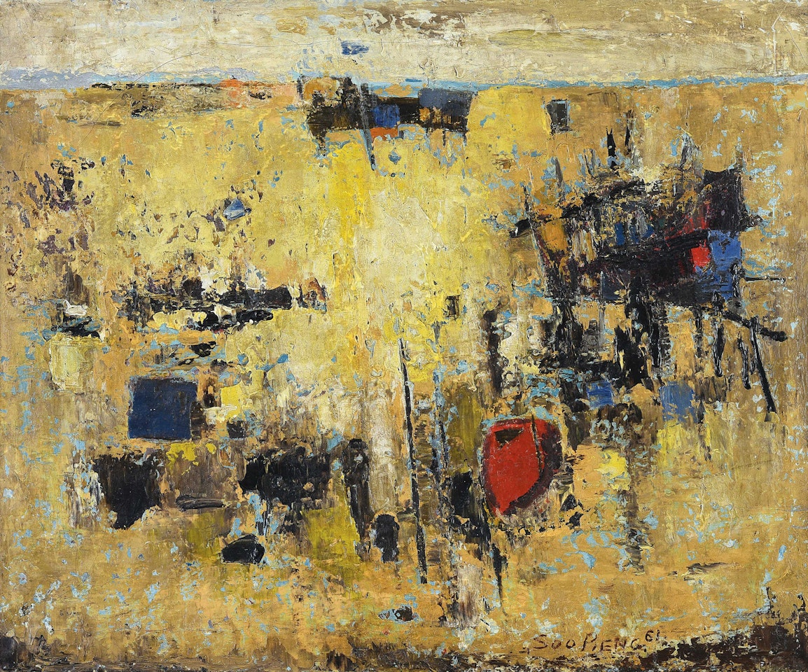 Abstract landscape by Cheong Soo Pieng