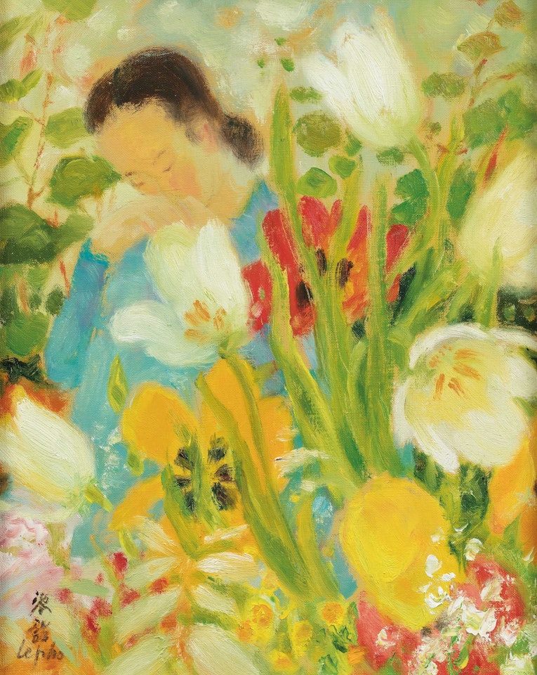 Young Woman with Flowers by Le Pho