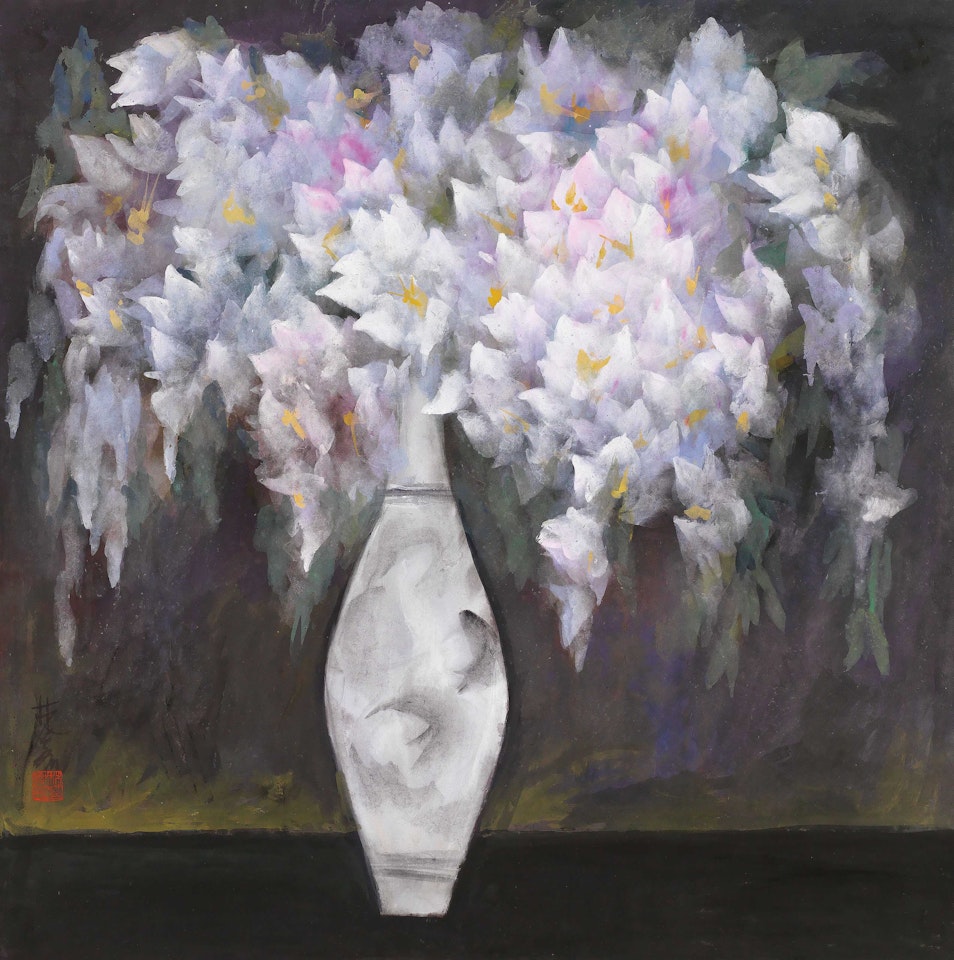 Wisteria in a Vase by Lin Fengmian