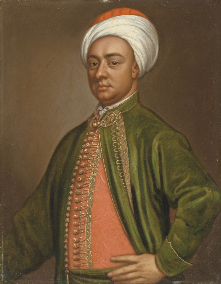 Portrait of Mustapha, servant of George I, half-length by English School