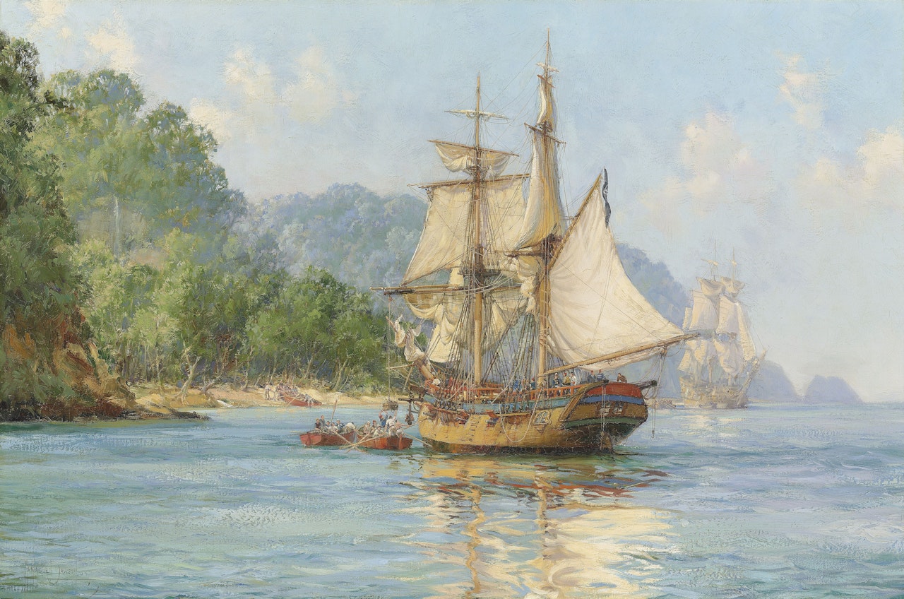 'Pirates' Haunt', Cocos Island, Pacific by Montague Dawson