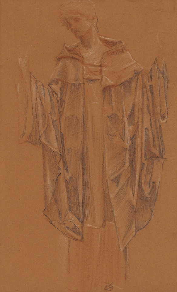 Study of a cloaked figure, probably the angel in 'The Failure of Sir Lancelot' by Edward Coley Burne-Jones