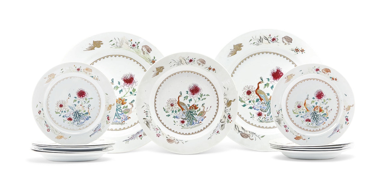A SET OF FAMILLE ROSE DISHES by Anonymous