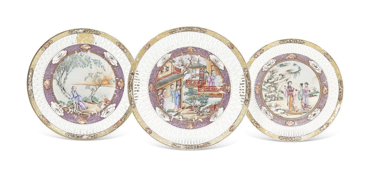 THREE 'ROCKEFELLER TYPE' RETICULATED DISHES by Anonymous