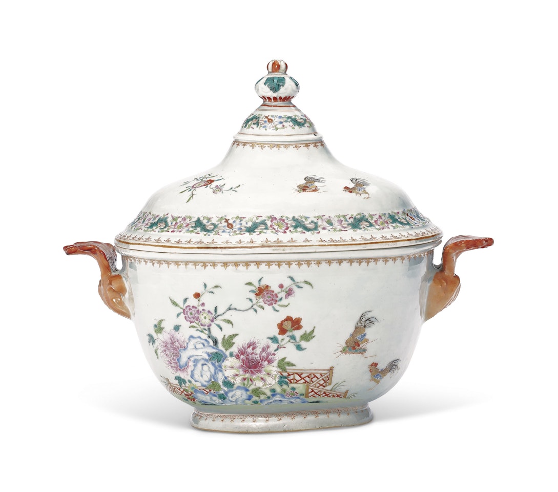 A FAMILLE ROSE TUREEN AND COVER by Anonymous
