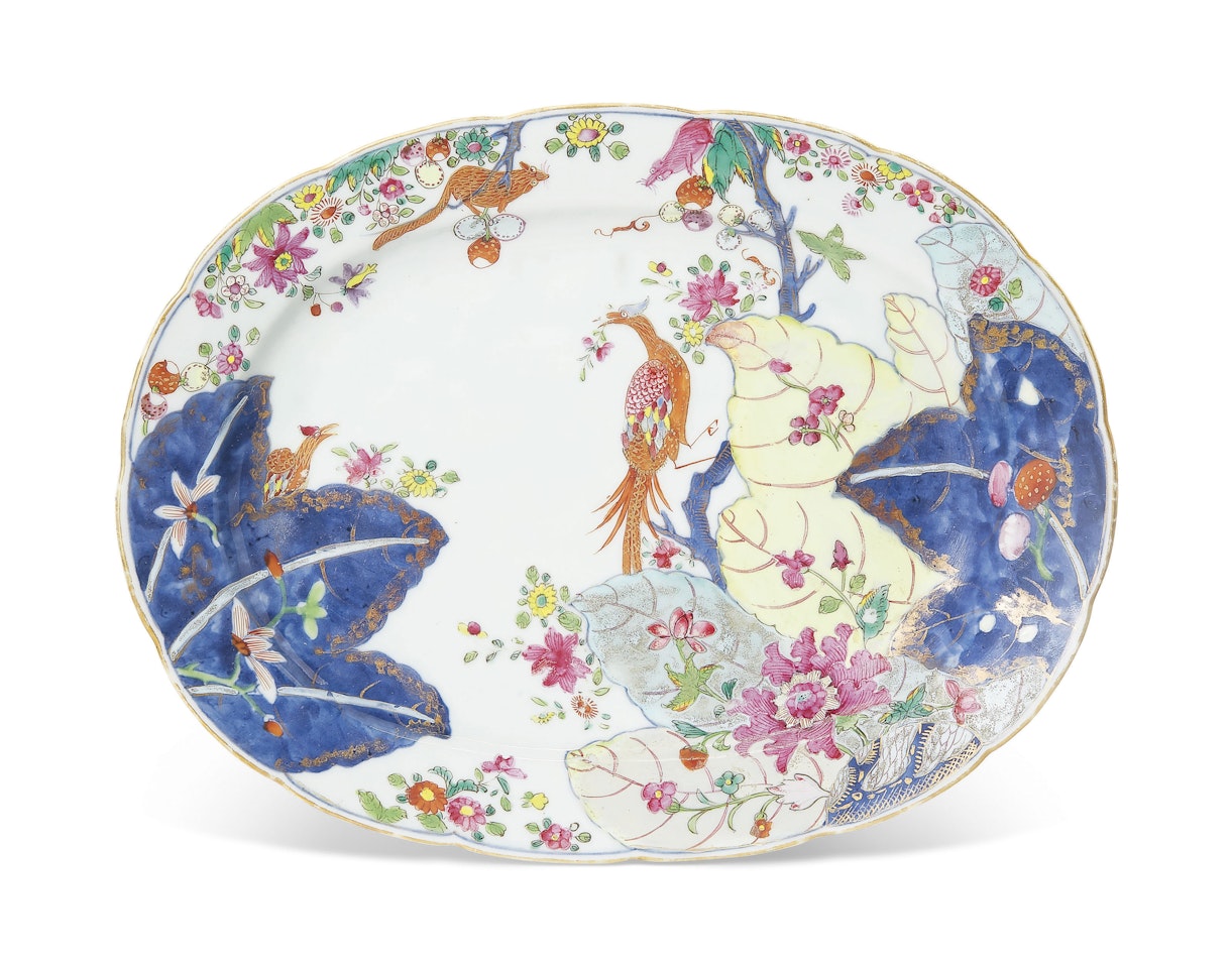 AN OVAL 'TOBACCO LEAF' PLATTER by Anonymous