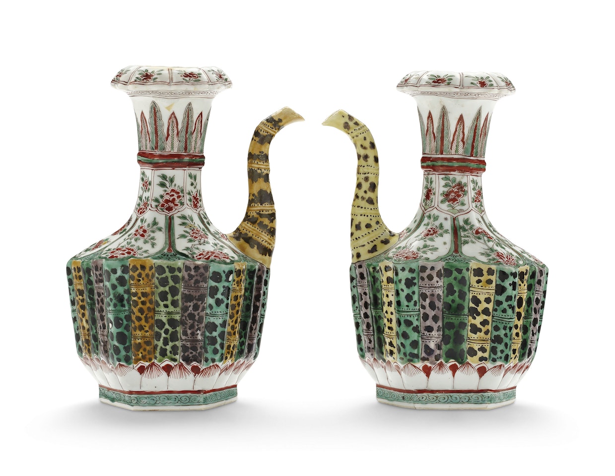 A PAIR OF FAMILLE VERTE EWERS by Anonymous