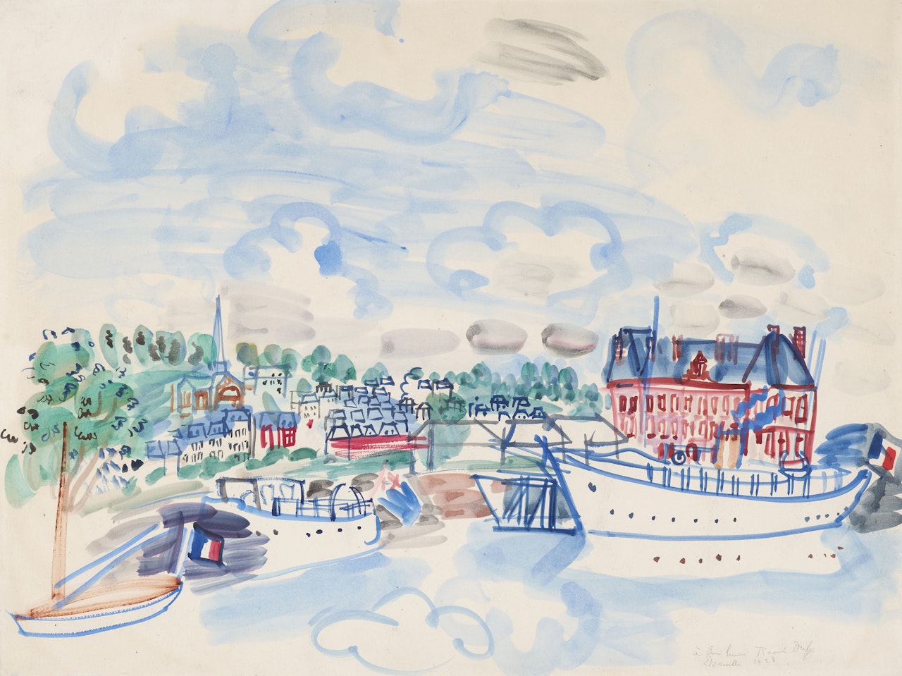Deauville, bateaux à quai by Raoul Dufy