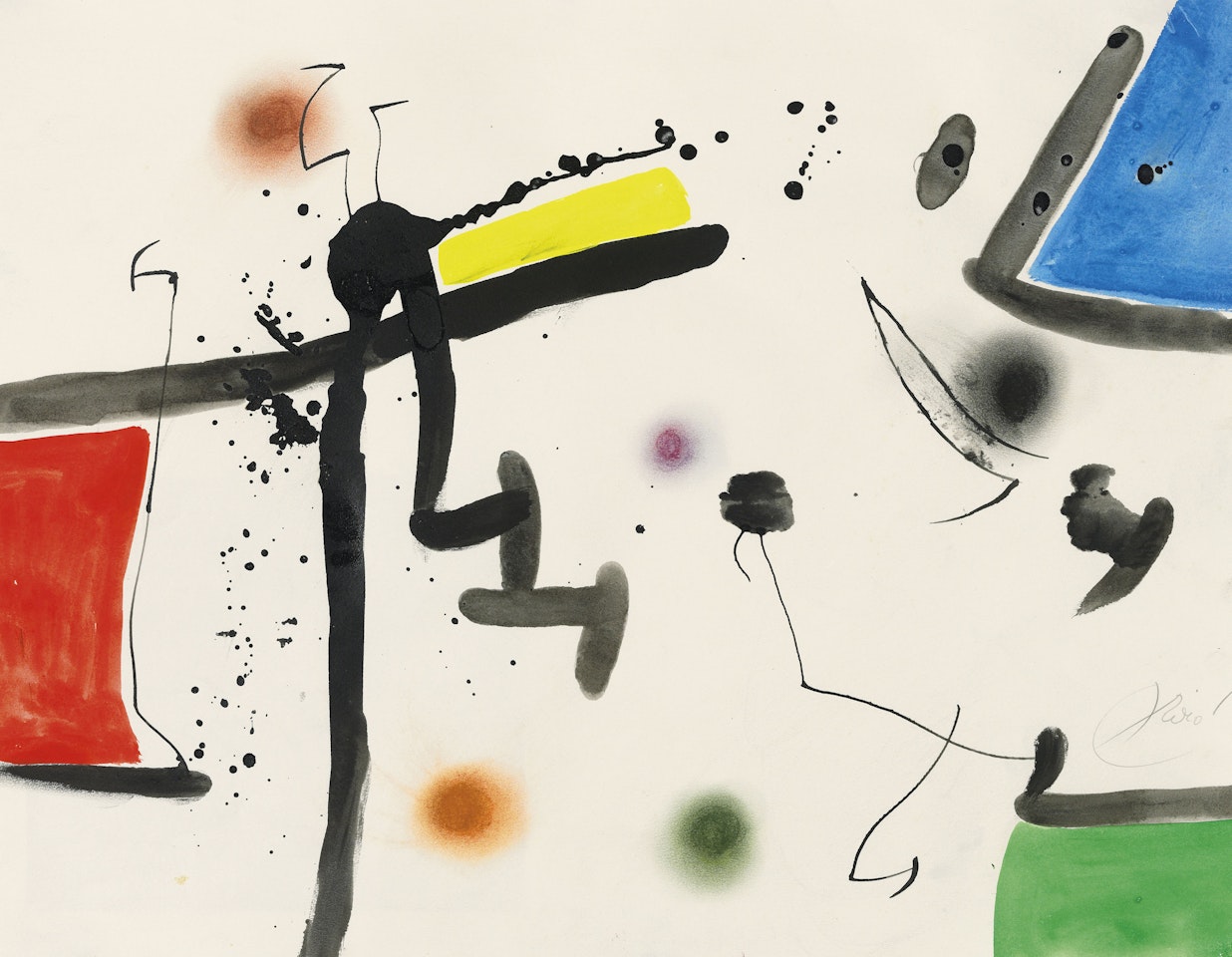 Personnage et oiseaux dans un paysage II by Joan Miró