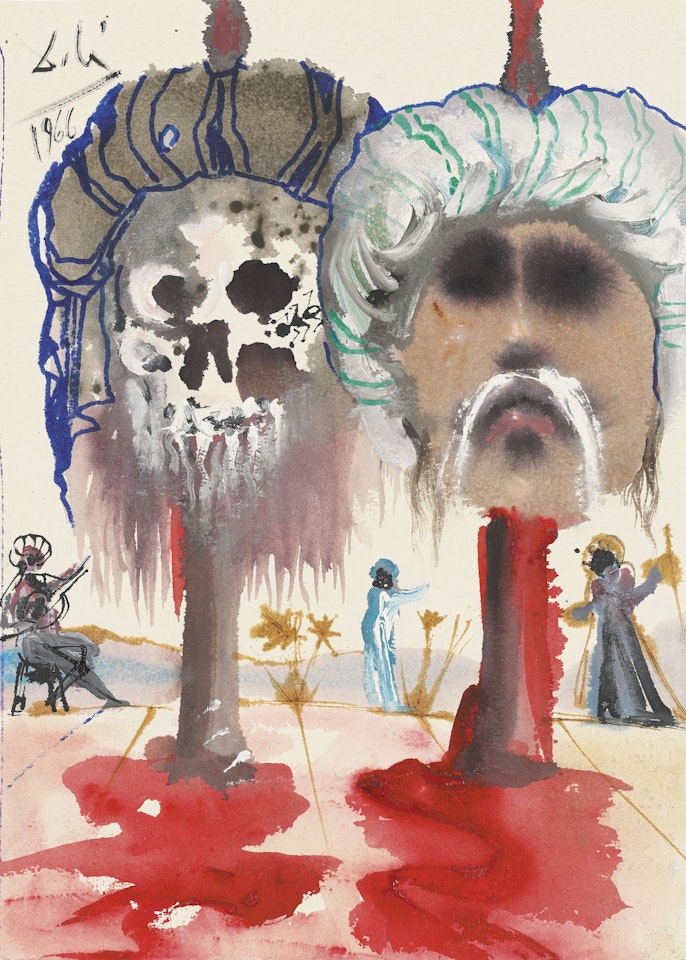 Deux têtes empalées by Salvador Dali