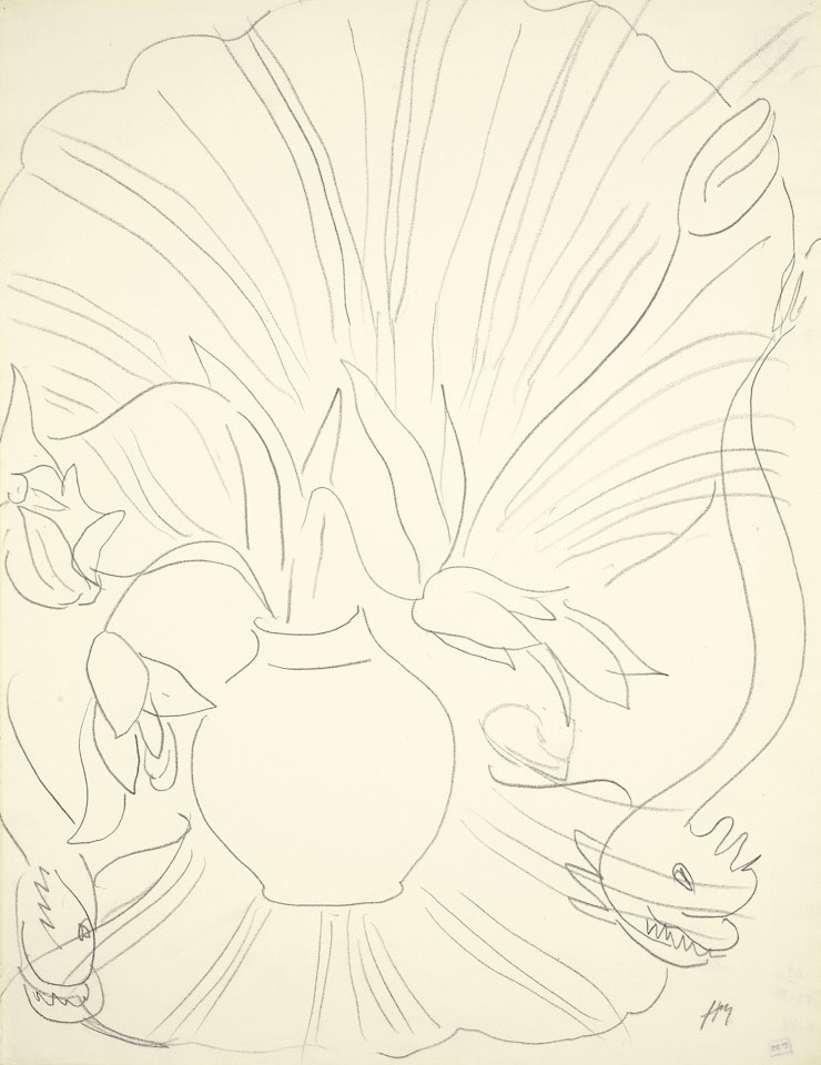 Vase de fleurs sur fauteuil rocaille by Henri Matisse