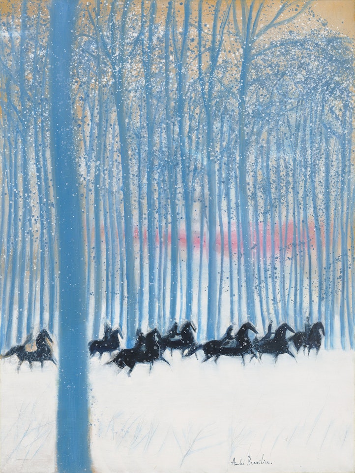 Cavaliers en forêt bleue by André Brasilier