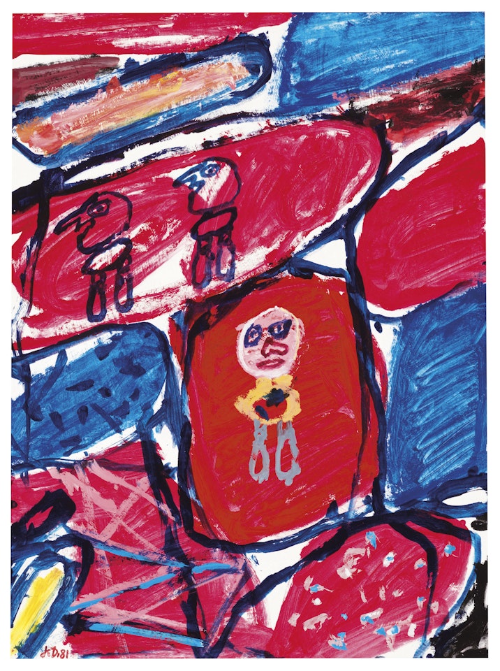 Site avec 3 personnages by Jean Dubuffet