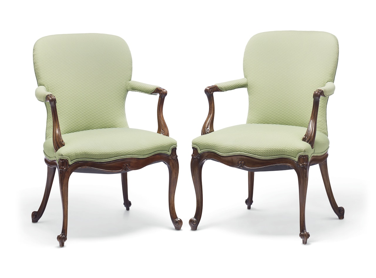 A PAIR OF ENGLISH MAHOGANY ARMCHAIRS by Anonymous