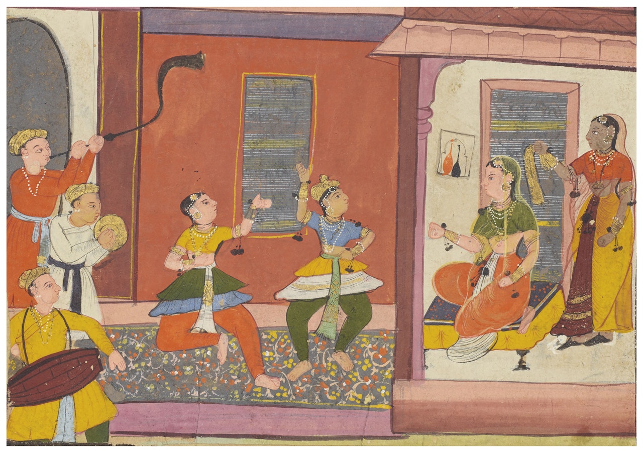 AN ILLUSTRATION FROM THE MAHABHARATA: DRAUPADI WATCHING A DANCE PERFORMANCE by Anonymous