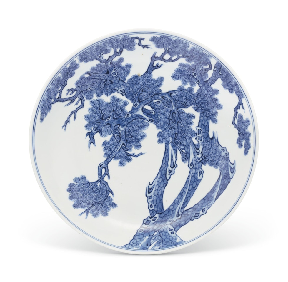 A BLUE AND WHITE DISH by Anonymous