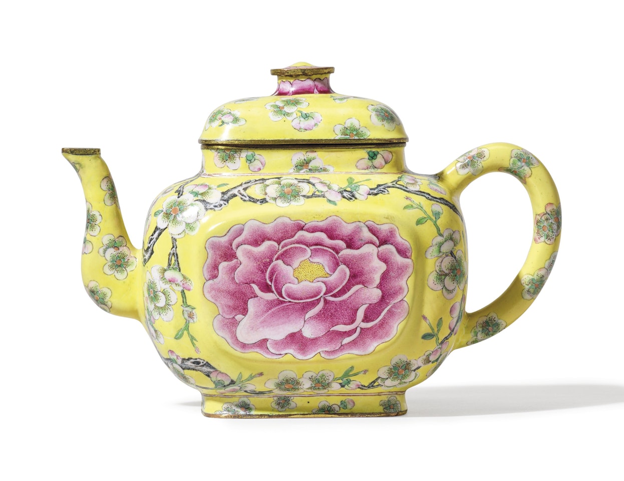 A RARE AMD FINE PAINTED ENAMEL TEAPOT AND COVER by Anonymous