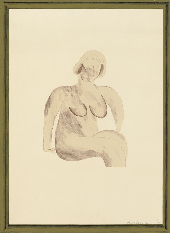 Picture of a simple framed traditional Nude Drawing, from: A Hollywood Collection by David Hockney