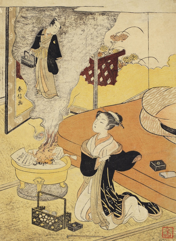 Burning love letters by Suzuki Harunobu