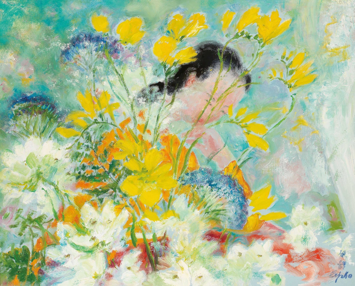 Femme aux Fleurs Jaune (Woman with Yellow Flowers) by Le Pho