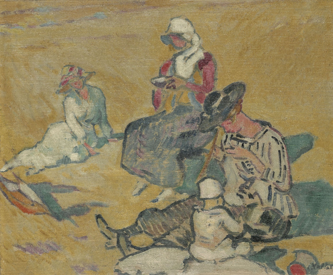 Femmes à l'ouvrage sur la plage by Louis Valtat
