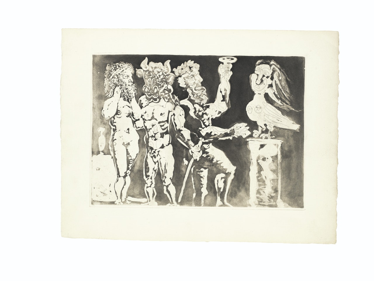 Personnage masqués et femme oiseau, from La Suite Vollard by Pablo Picasso