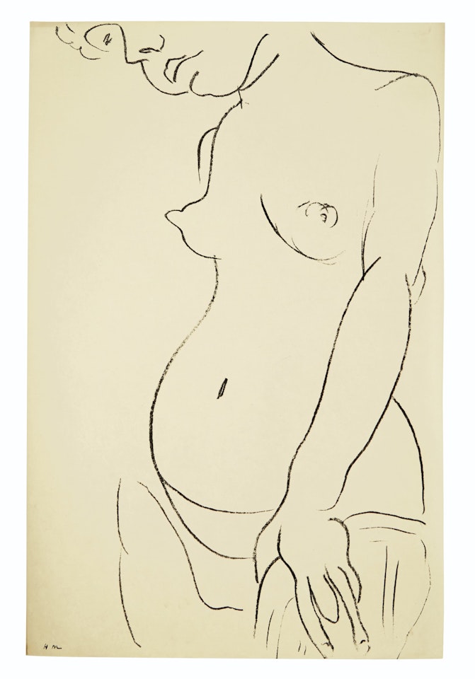 Nu de trois-quarts, une partie de la tête coupée by Henri Matisse