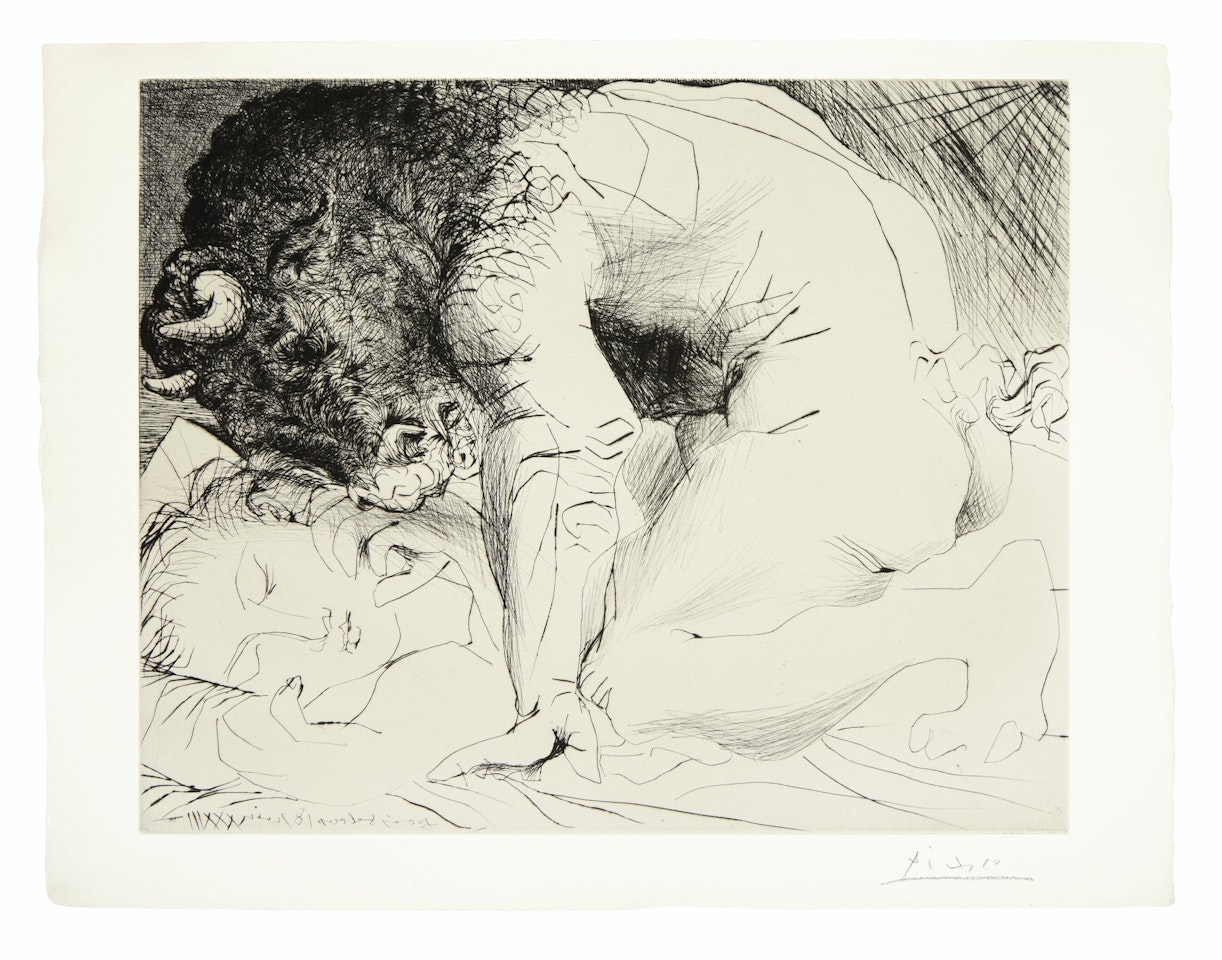 Minotaur caressant une dormeuse, from La Suite Vollard by Pablo Picasso