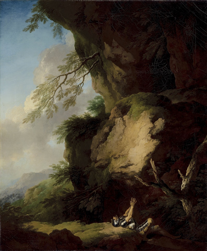 Saint William of Maleval in a rocky landscape by Christian Wilhelm Ernst Dietrich