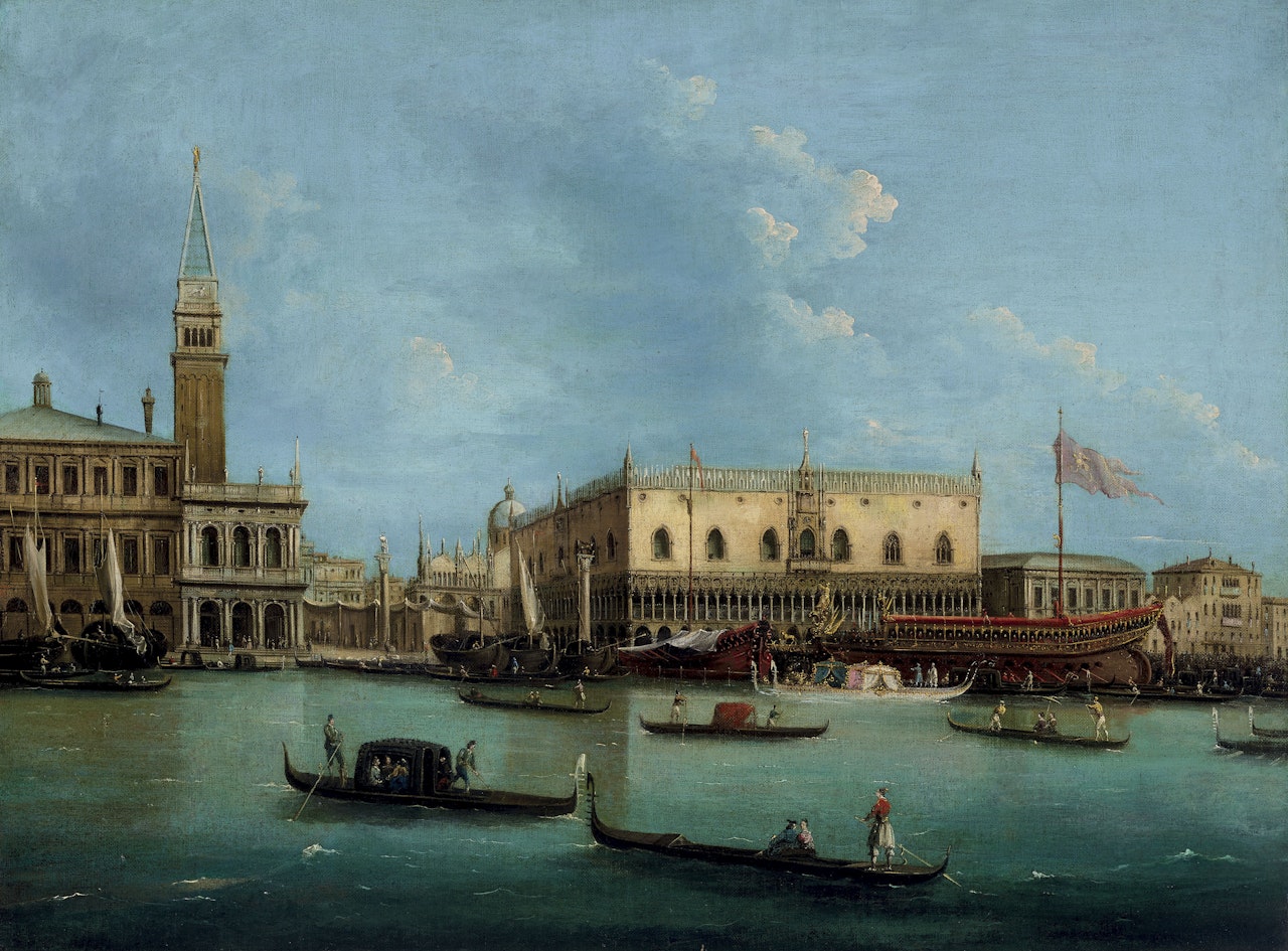 Venice, the Molo from the Bacino di San Marco, with the Bucintoro by Giuseppe Bernardino Bison