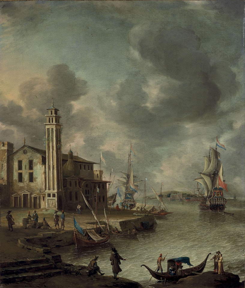 Dutch ships in an Italian harbor by Jan Abrahamsz. Beerstraten