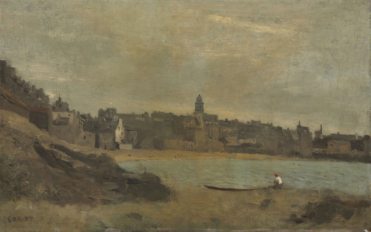 Une ville au bord de la mer (Bretagne) by Jean Baptiste Camille Corot
