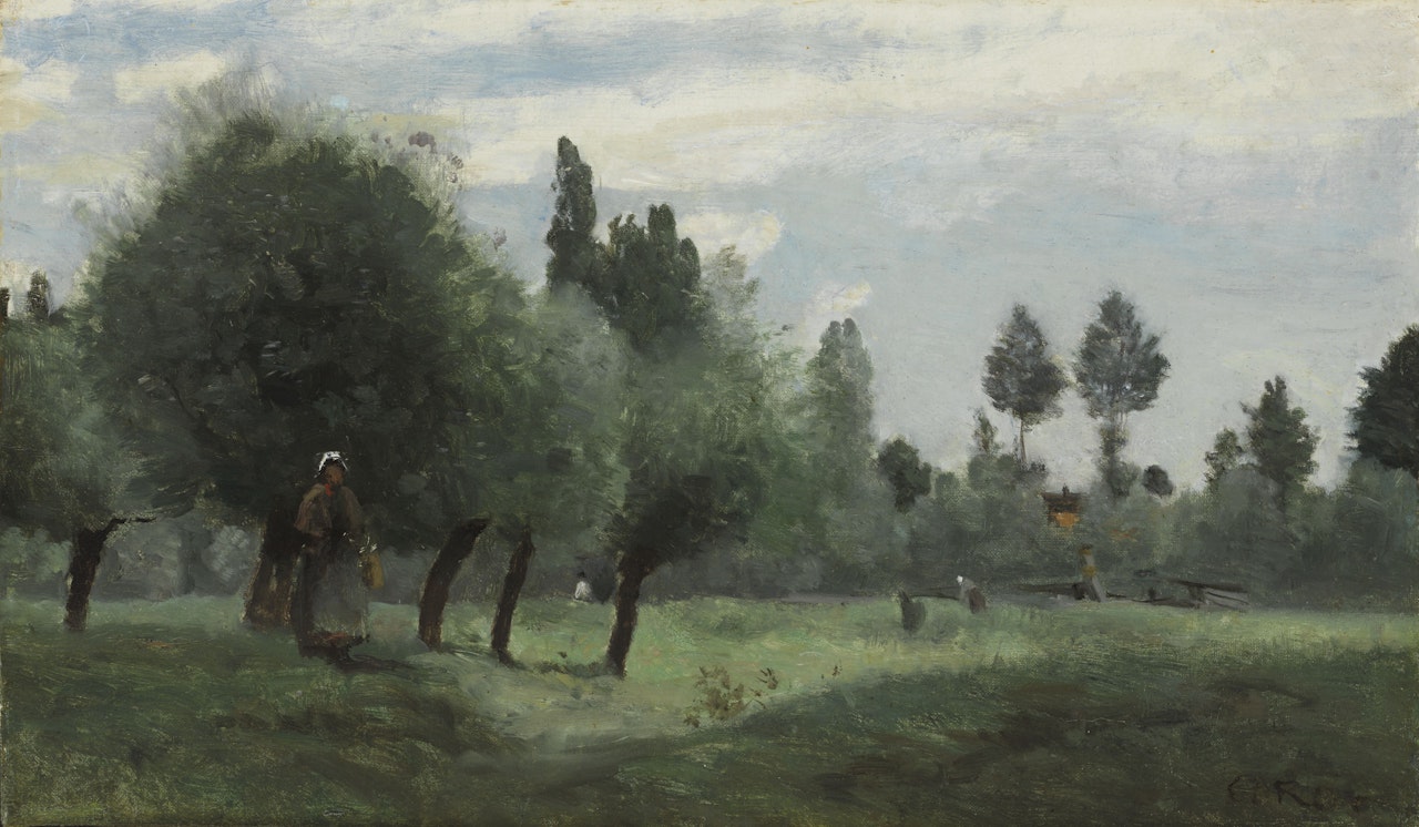 Prairies sur le bord de la Scarpe, près Arras by Jean Baptiste Camille Corot