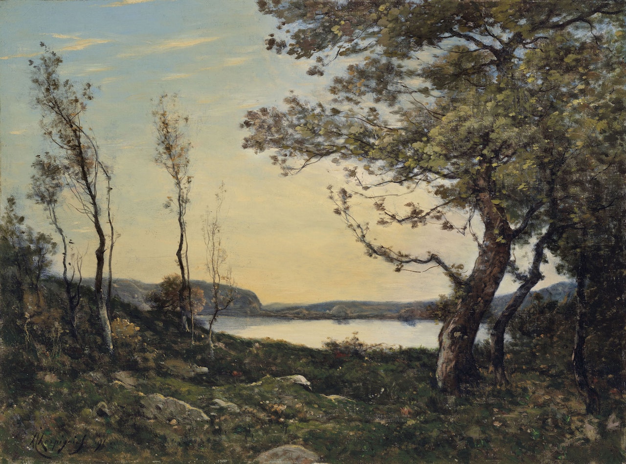 Au bord du lac by Henri Harpignies