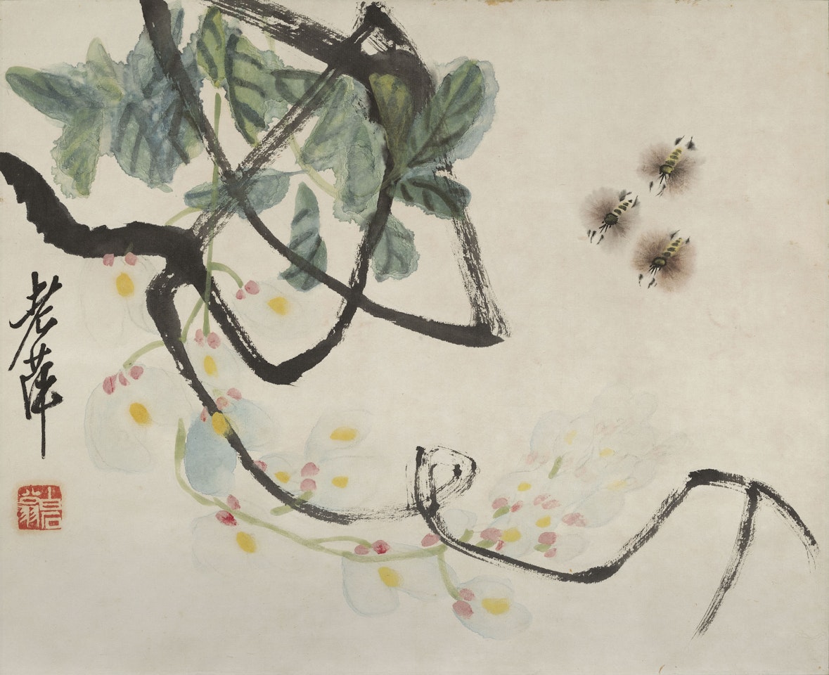 Wisteria and Bees by Qi Baishi