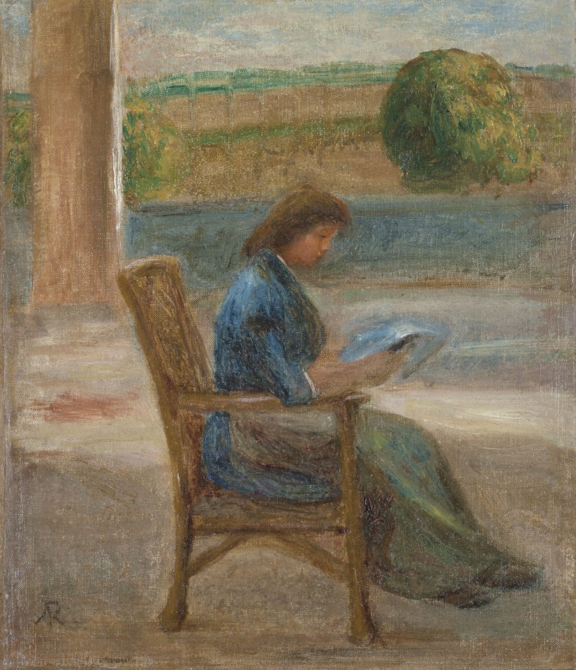 Jeune fille assise dans une véranda by Pierre-Auguste Renoir