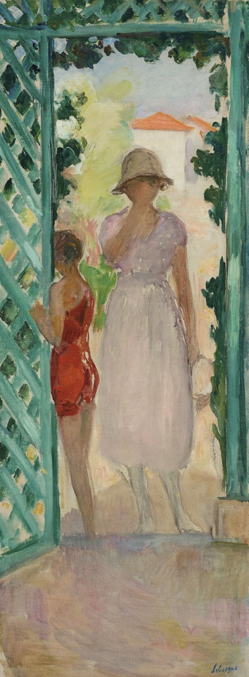 Jeune fille et enfant sous la tonnelle by Henri Lebasque