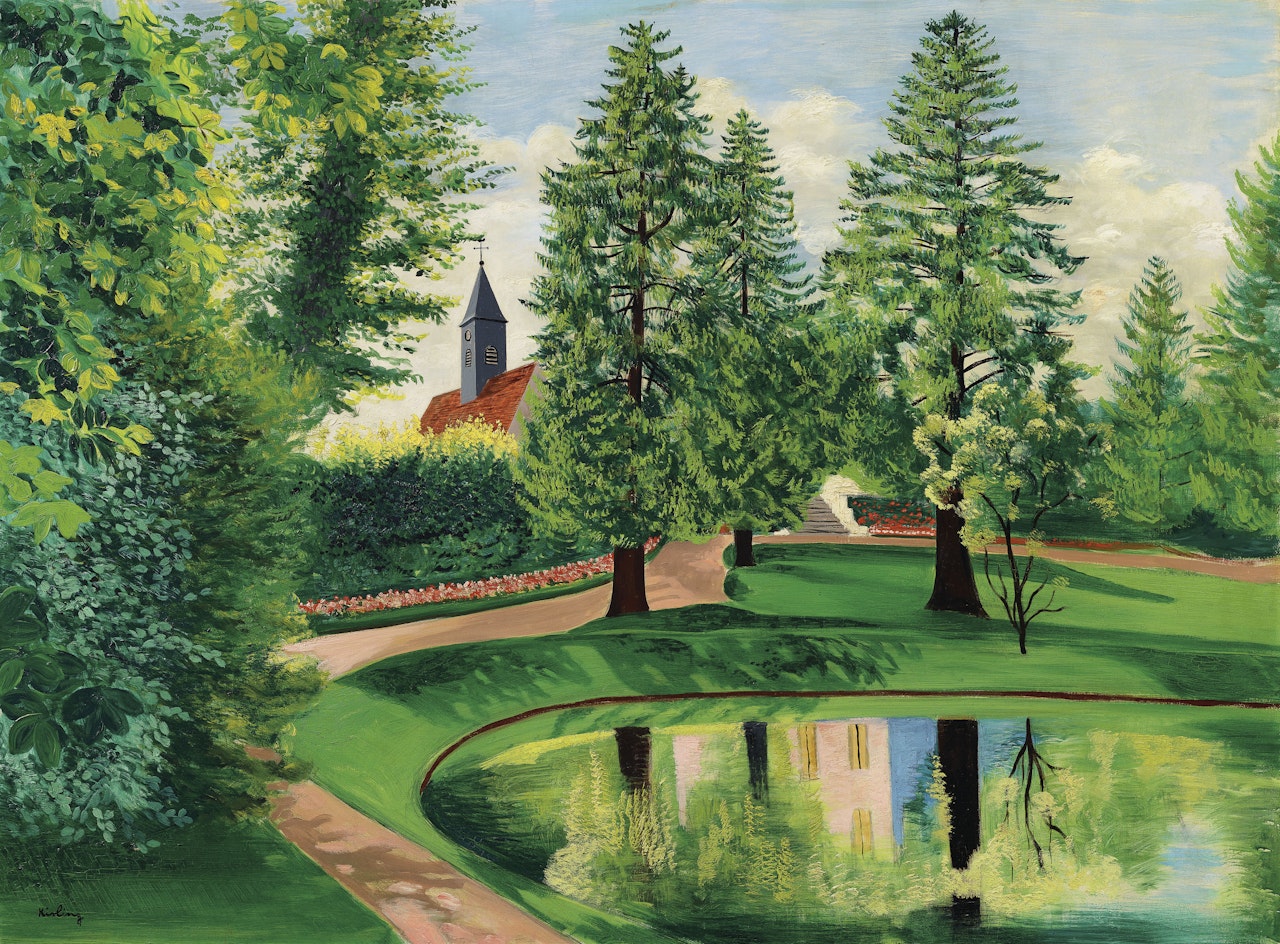 Le parc et le bassin du château de Gressy by Moïse Kisling