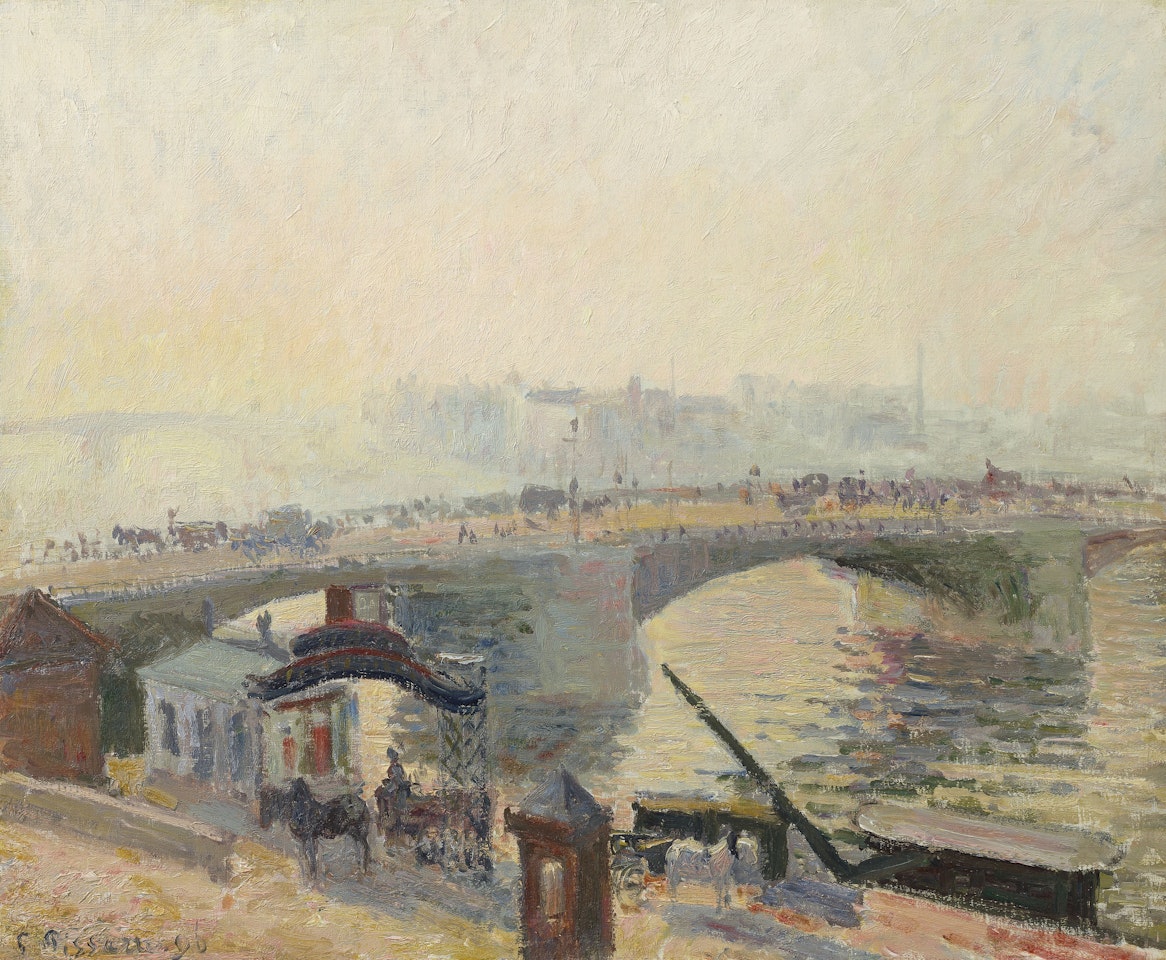 Le Pont Boieldieu à Rouen, effet de brume by Camille Pissarro