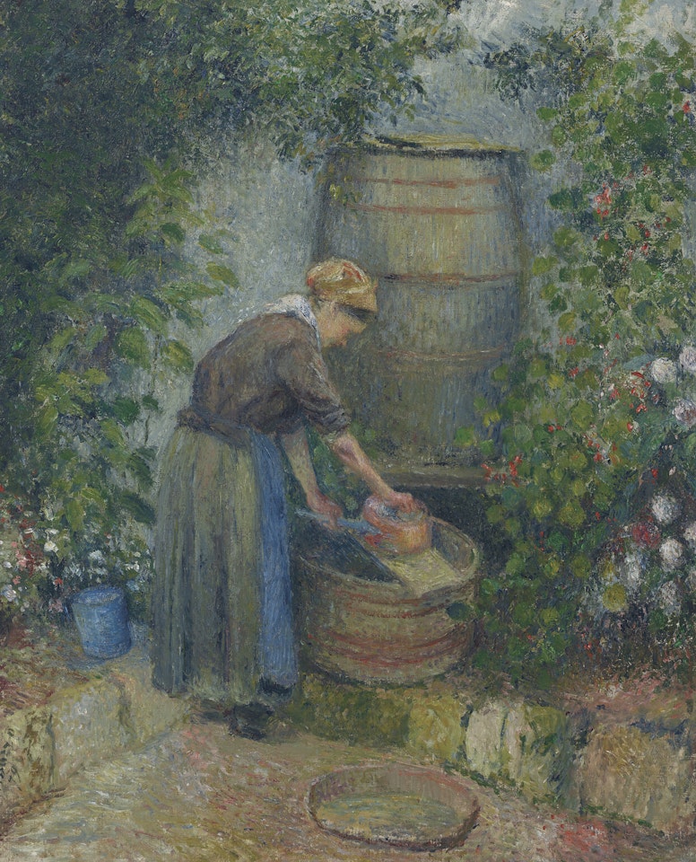 Femme lavant une casserole by Camille Pissarro