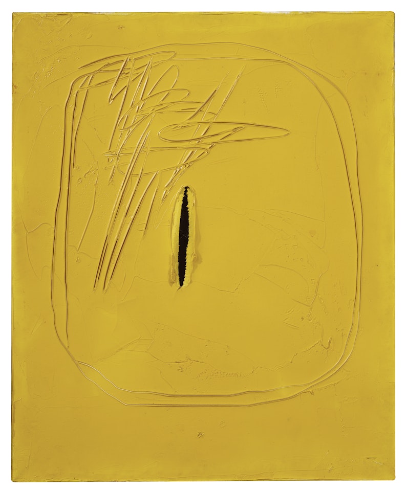 Concetto Spaziale #10: Yellow by Lucio Fontana