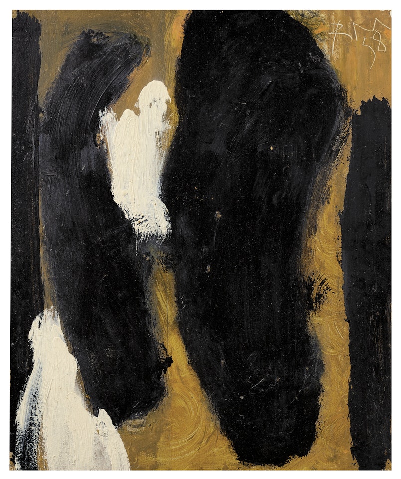 In Black and White With Yellow Ochre by Robert Motherwell