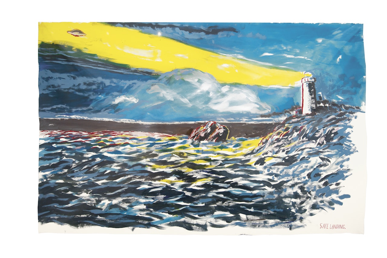 No title (Safe landing...) by Raymond Pettibon