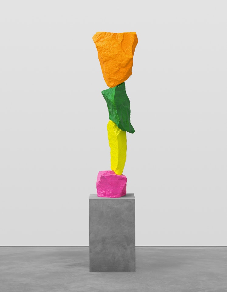 pink yellow green orange mountain by Ugo Rondinone