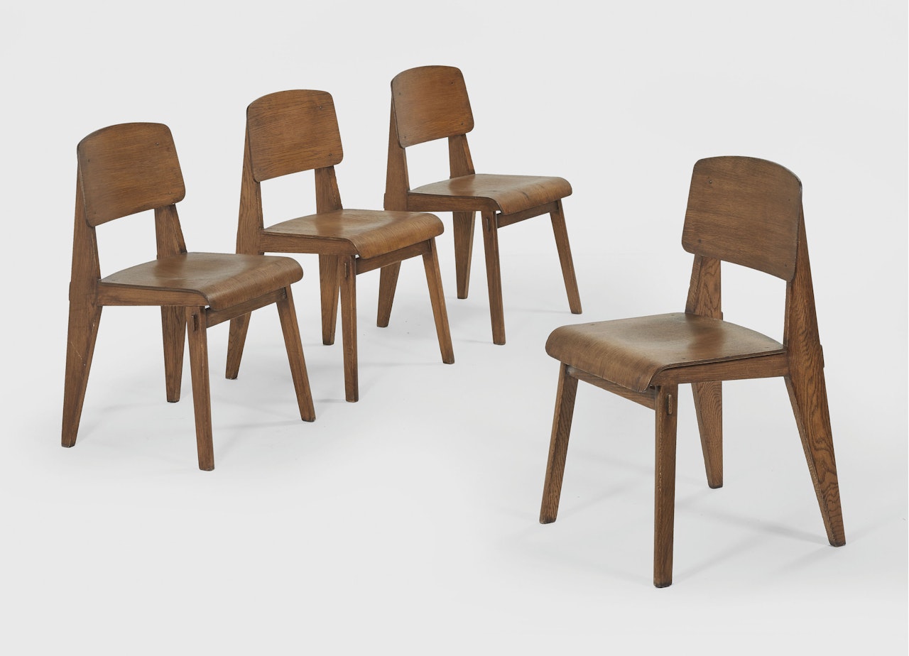 ENSEMBLE DE QUATRE CHAISES 'STANDARD' by Jean Prouvé