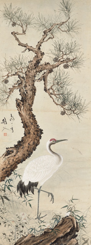 Pine and Crane by Gao Jianfu