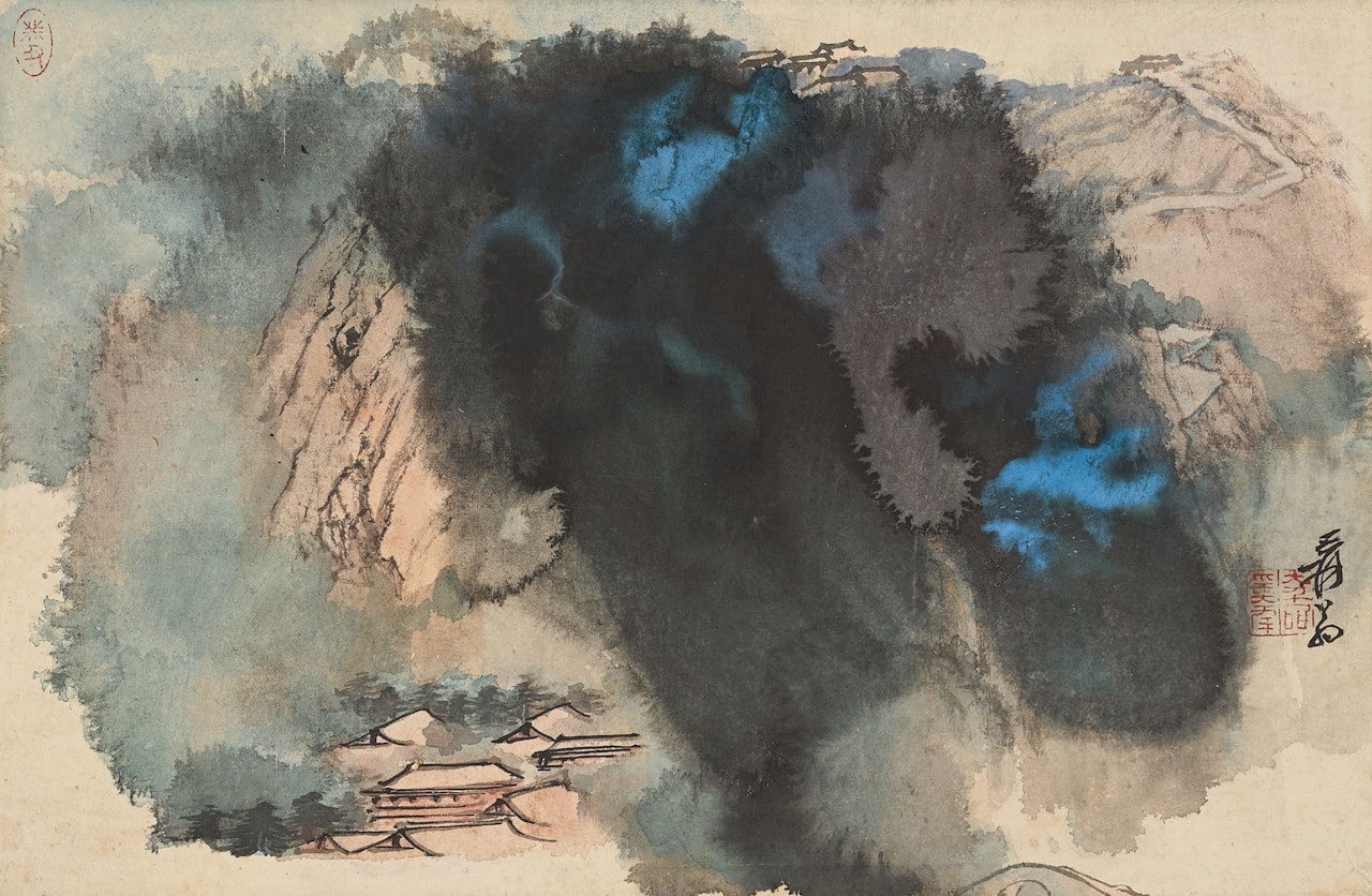 Temple on the Mountains by Zhang Daqian