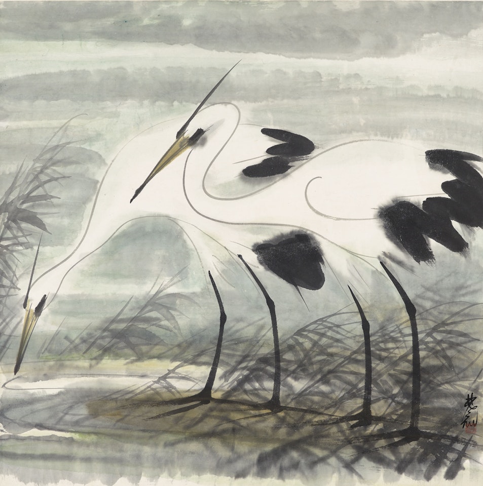 Two Egrets by Lin Fengmian